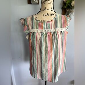 Emery Rose stripped‎ blouse bohemian indie festive lightweight summer festive